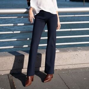 Betabrand Dress Pant Yoga Pants Ponte Boot Cut Classic Mid Navy Blue Size S